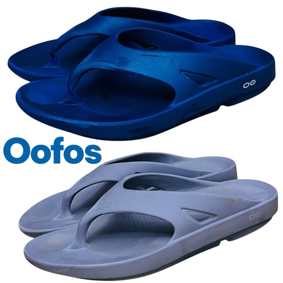 Oofos Ooriginal Sandals Blue & Gray Flip Flops Men’s Sz 12